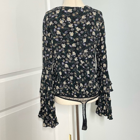 Free People She's Dainty Black Floral Print Long Sleeve Bodysuit - Picture 10 of 14